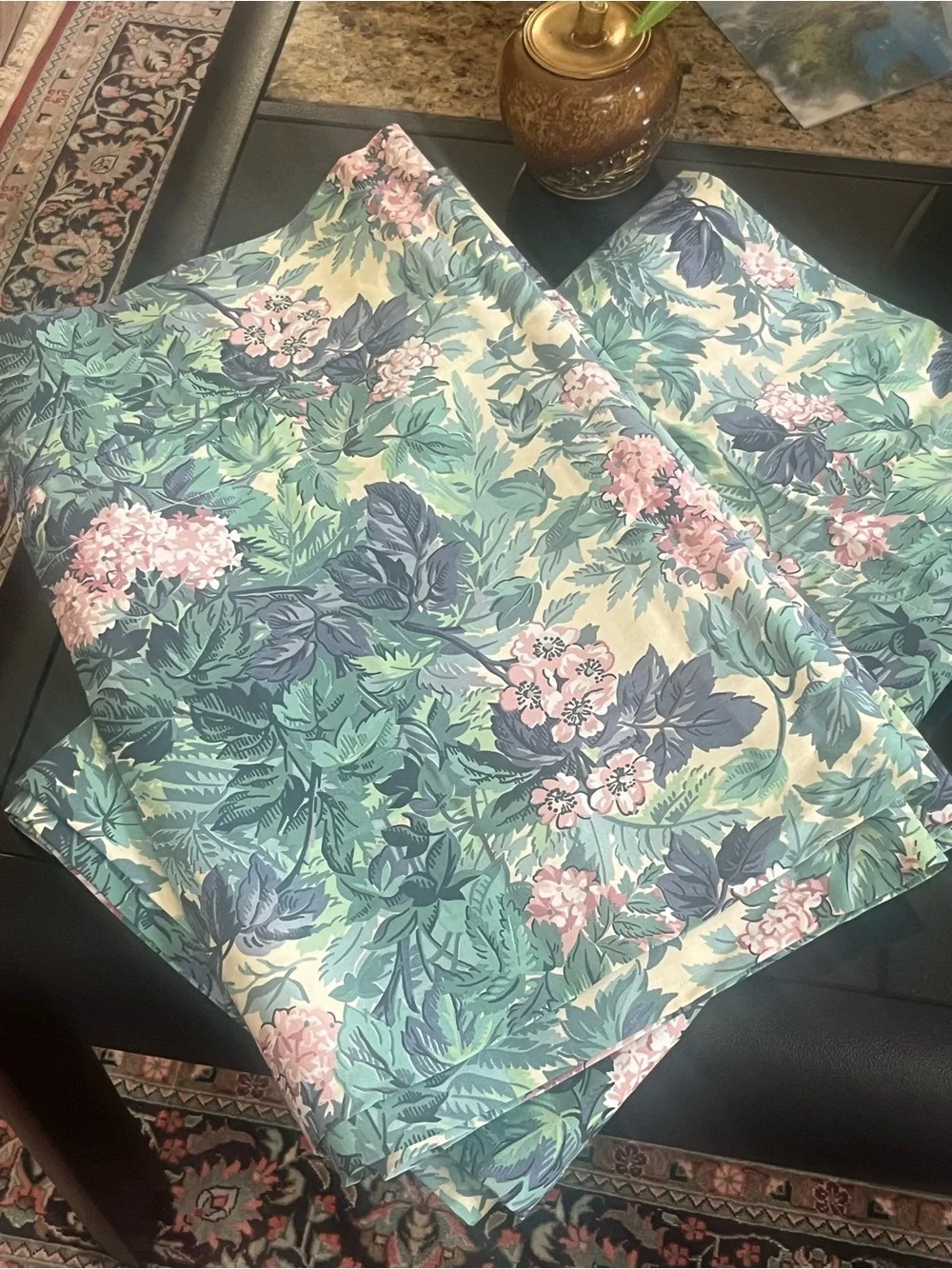 Vintage Laura Ashley Floral Botanical Print window Valance pair